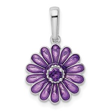 Image of Sterling Silver Rhodium-plated Amethyst and Enamel Pendant