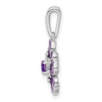 Sterling Silver Rhodium-plated Amethyst and Enamel Pendant — alternate view