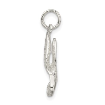 Sterling Silver Polished and Diamond-cut Eagle Pendant — alternate view