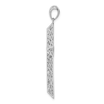 Sterling Silver Rhodium-plated Polished Hollow Cross Pendant — alternate view
