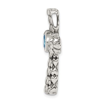 Sterling Silver Blue CZ Cross Chain Slide — alternate view