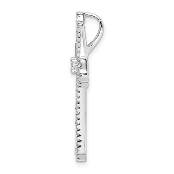 Sterling Silver Rhodium Plated Pink and White CZ Cross Pendant Slide — alternate view