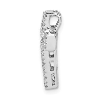 Sterling Silver Rhodium-plated Pink & White CZ Cross Chain Slide — alternate view