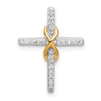 Sterling Silver & Gold-tone CZ Cross Chain Slide