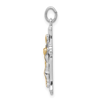 Sterling Silver Platinum-plated & Gold-tone Crucifix Pendant — alternate view