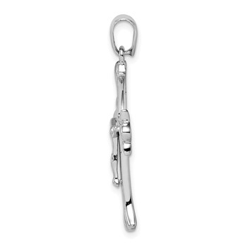 Sterling Silver Rhodium Plated Crucifix Pendant — alternate view