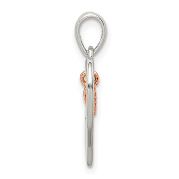 Sterling Silver and Rose Enamel LOVE YOU MORE Heart Pe — alternate view