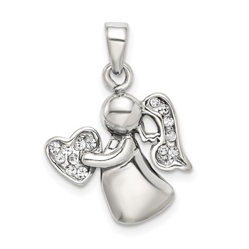 Sterling Silver Antiqued and CZ Angel Charm