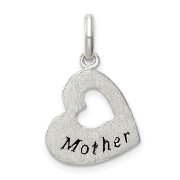 Sterling Silver Brushed and Antiqued Mother Heart Pendant
