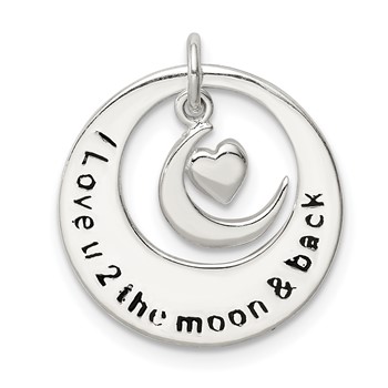 Sterling Silver Enamel I LOVE YOU TO THE MOON AND BACK Pendant