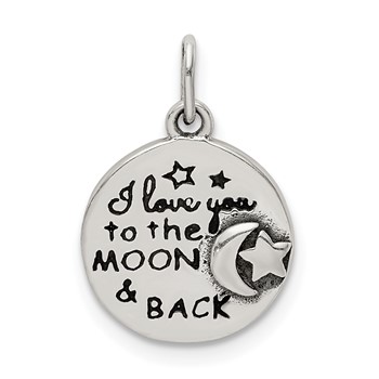 Sterling Silver Enamel Love you to the Moon and Back Charm Pendant