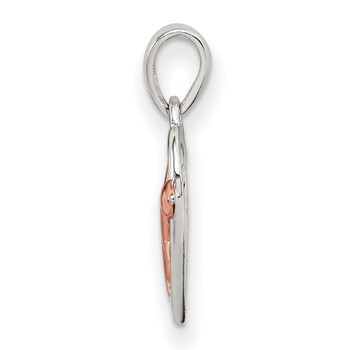 Sterling Silver Rhodium-plated and Rose-tone Heart and Arrow Pendant — alternate view