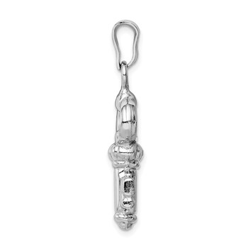 Sterling Silver Rhodium-plated Polished Key Pendant — alternate view