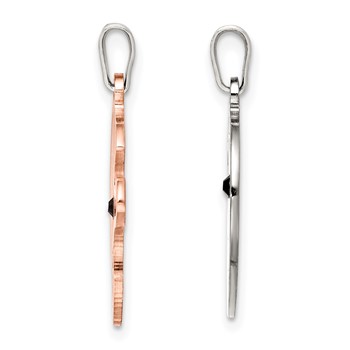 Sterling Silver Ruthenium & Rosetone Love You Heart w/CZ Breakapart Pendant — alternate view