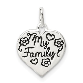 Sterling Silver Enamel MY FAMILY Heart Charm