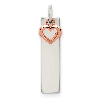 Sterling Silver and Rose-tone Bar and Heart Charm