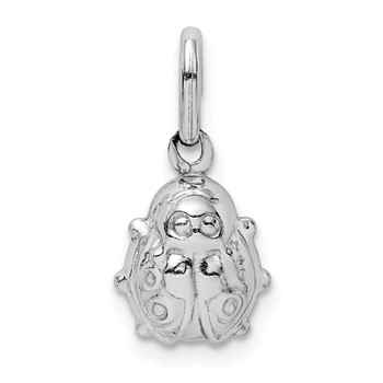 Sterling Silver Rhodium-plated Polished Ladybug Pendant