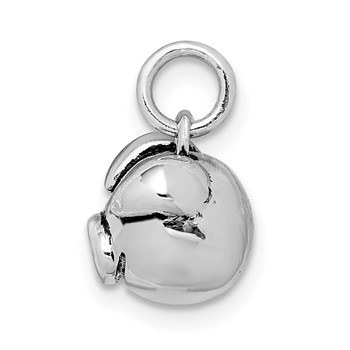 Sterling Silver Rhodium-plated Antiqued Pig Head Pendant — alternate view