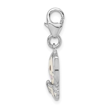 Sterling Silver Rhodium-plated Enameled Kitten w/Lobster Clasp Charm — alternate view