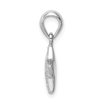 Sterling Silver Rhodium-plated CZ Star Pendant — alternate view