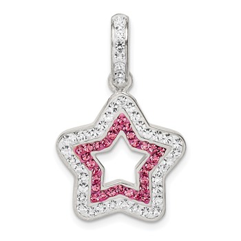 Sterling Silver Pink/White Preciosa Crystal Star Pendant