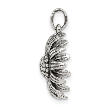 Sterling Silver Antiqued Sunflower Pendant — alternate view