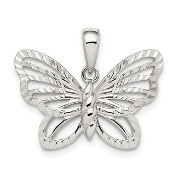 Sterling Silver Diamond-cut Butterfly Pendant