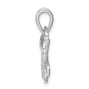 Sterling Silver Rhodium Plated Diamond-cut Butterfly Pendant — alternate view