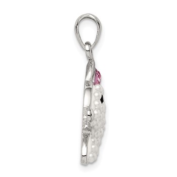Sterling Silver Rhod-pltd Imitation Pearl/Preciosa Crystal Rabbit Pendant — alternate view