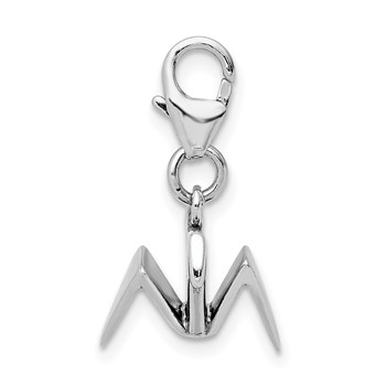 Sterling Silver Rhodium-plated Origami w/Lobster Clasp Charm — alternate view