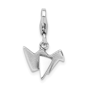 Sterling Silver Rhodium-plated Origami w/Lobster Clasp Charm