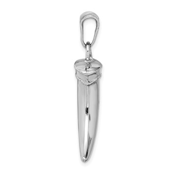 Sterling Silver Rhodium-plated Polished Claw Pendant — alternate view