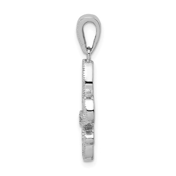 Sterling Silver Rhodium-plated Polished CZ Fleur De Lis Pendant — alternate view