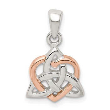 Sterling Silver Trinty Knot and Rose-tone Heart Pendant