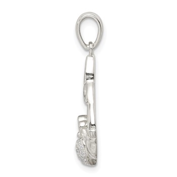 Sterling Silver Polished CZ Claddagh w/Trinity Knot Pendant — alternate view