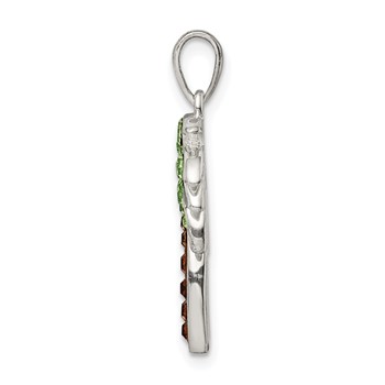 Sterling Silver Rhodium-plated Polished Preciosa Crystal Palm Tree Pendant — alternate view