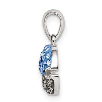 Sterling Silver Rhodium-plated Blue and Grey Preciosa Crystal Whale Pendant — alternate view