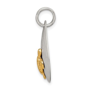 Sterling Silver Gold-Tone Turtle Brushed Pendant — alternate view