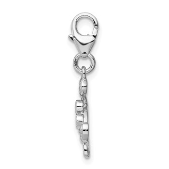 Sterling Silver Rhodium-plated CZ Crab with Lobster Clasp Charm — alternate view