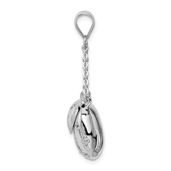 Sterling Silver Rhodium-plated CZ Handbag Pendant — alternate view