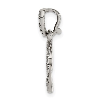 Sterling Silver Antiqued Marcasite Music Note Pendant — alternate view