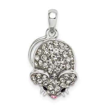 Sterling Silver Grey Preciosa Crystal Mouse Pendant