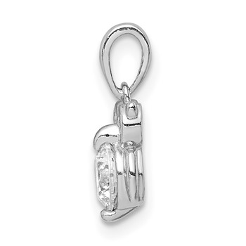 Sterling Silver Rhodium Plated CZ Owl Pendant — alternate view