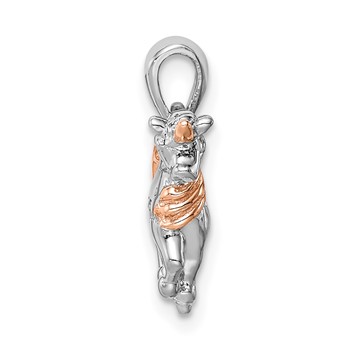 Sterling Silver Rhodium-plated Rose Gold-plated 3D Unicorn Pendant — alternate view