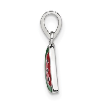 Sterling Silver RH-plated Enameled Watermelon Children's Pendant — alternate view