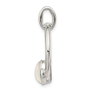 Sterling Silver Mother of Pearl & Lt. Swiss Blue Topaz Circle Pendant — alternate view