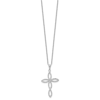 Diamond Fascination Diamond Mystique Sterling Silver Platinum-plated Diamond Cross 18 Inch Necklace — alternate view