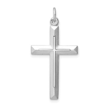 Sterling Silver Platinum-plated Cross Pendant