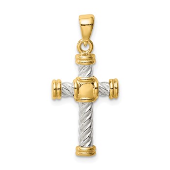 Sterling Silver & Gold-tone Twisted Cross Pendant