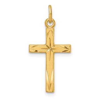 Sterling Silver Gold-tone Diamond-Cut Cross Pendant